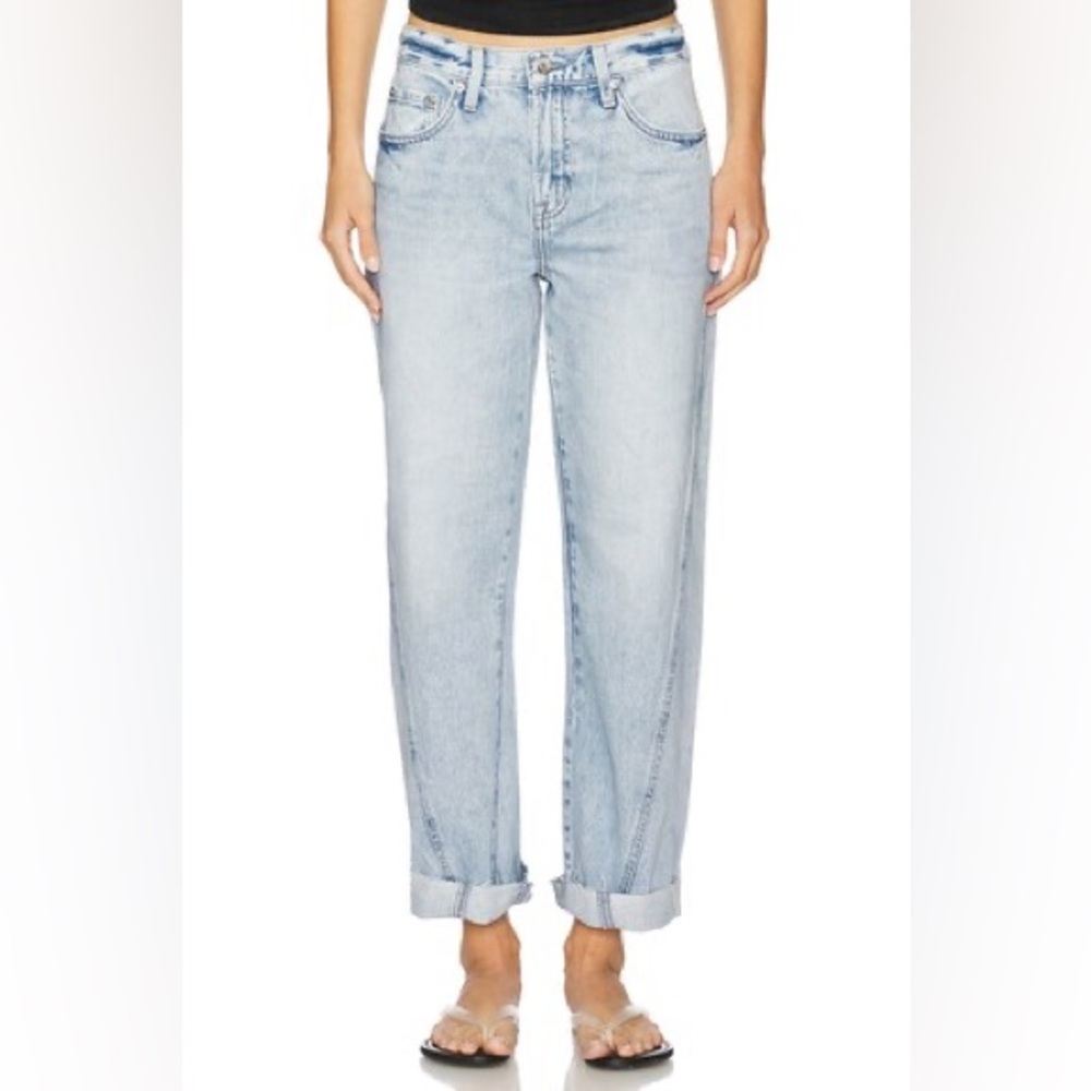Pistola Vintage Blue Wide Leg Raw Hem Jeans